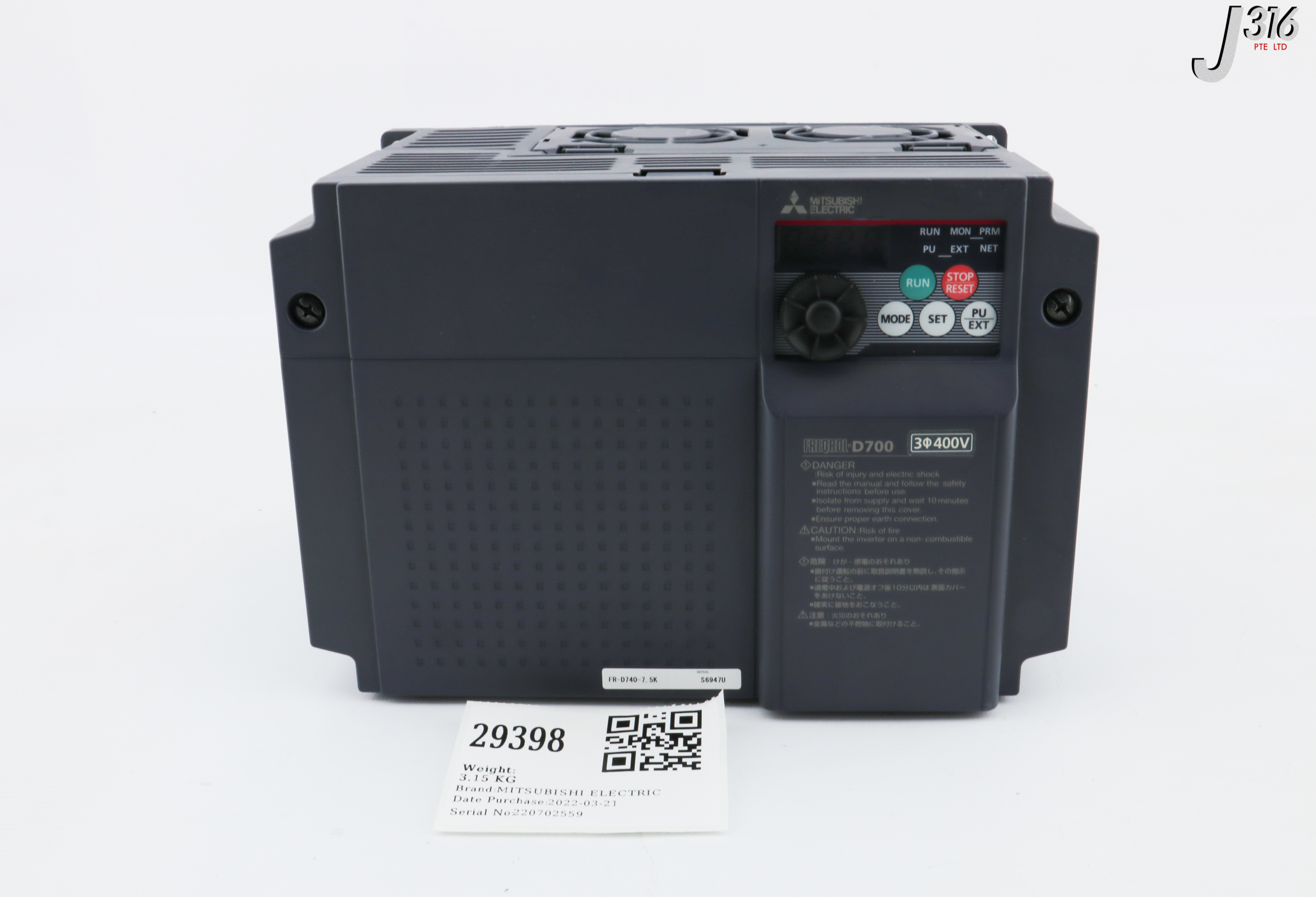 29398 MITSUBISHI ELECTRIC INVERTER, FREQROL-D700 SERIES FR-D740-7.5K ...